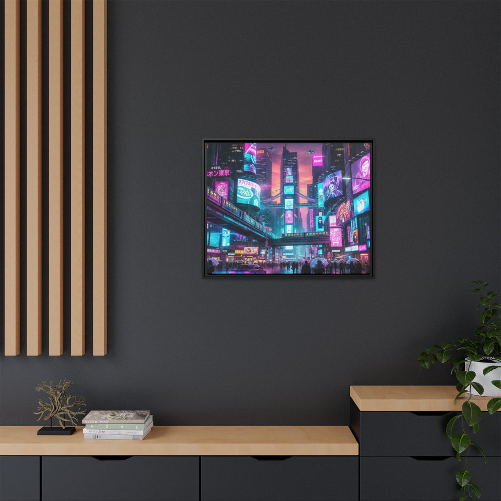 Bright Future Cityscape Vibrant Wall Art  — Framed Cyberpunk Wall Art