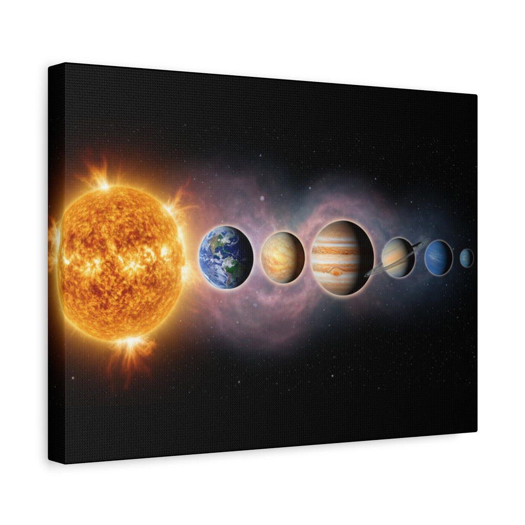 Stunning Solar System Art — Planet Lineup Matte Stretched Wall Art