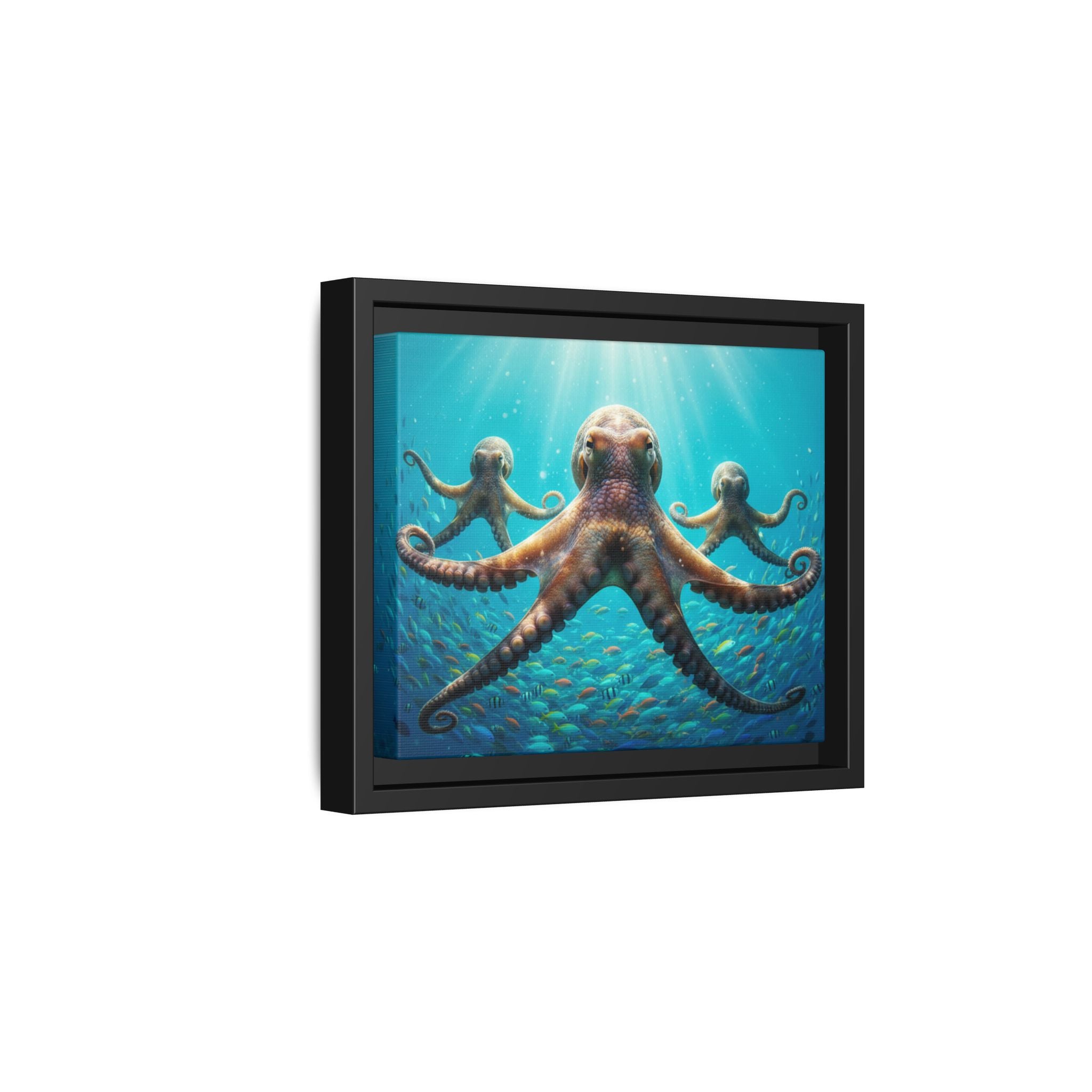 Framed Octopus Art Print — Vibrant Underwater Canvas Wall Decor