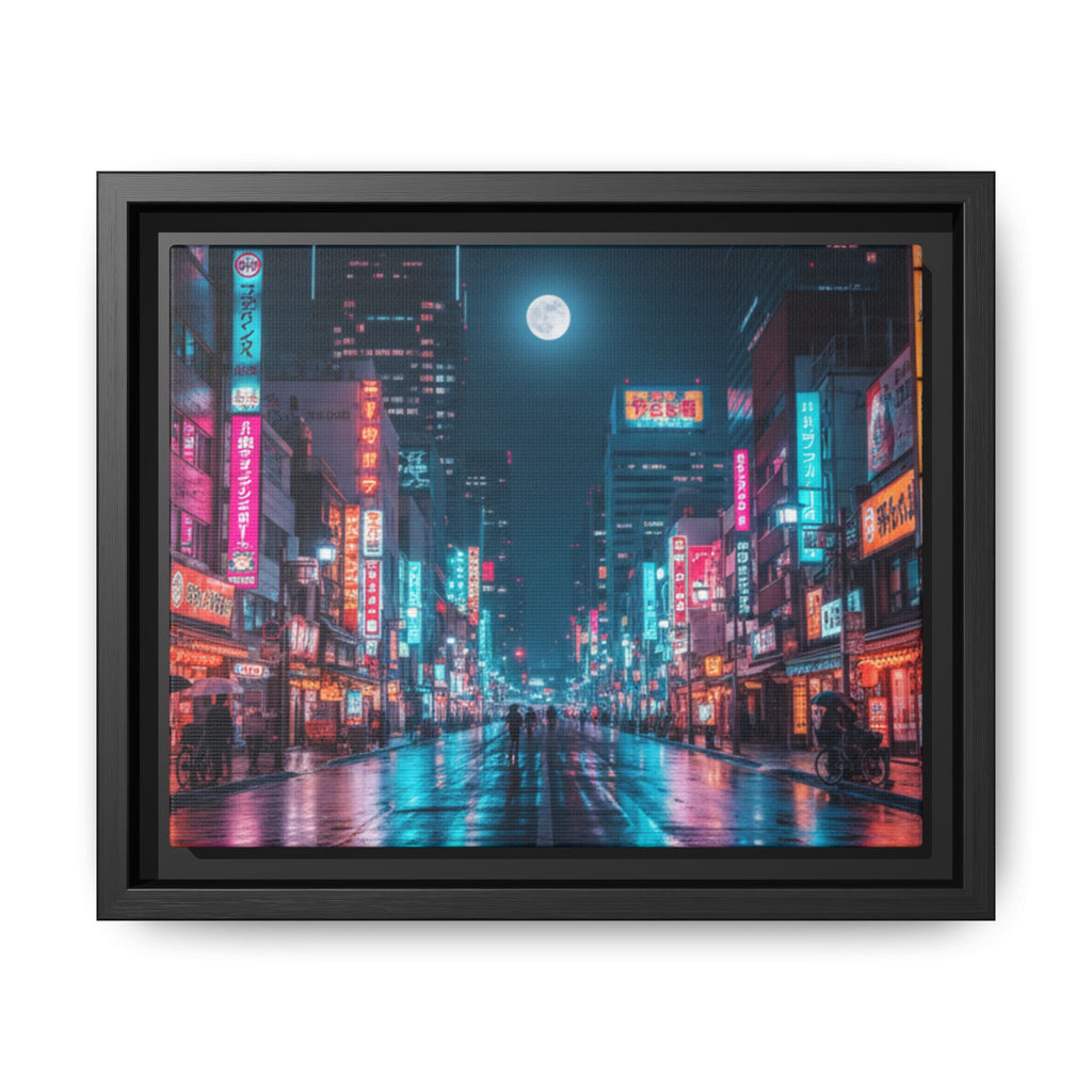 Japan Nightscape Canvas Framed Print
