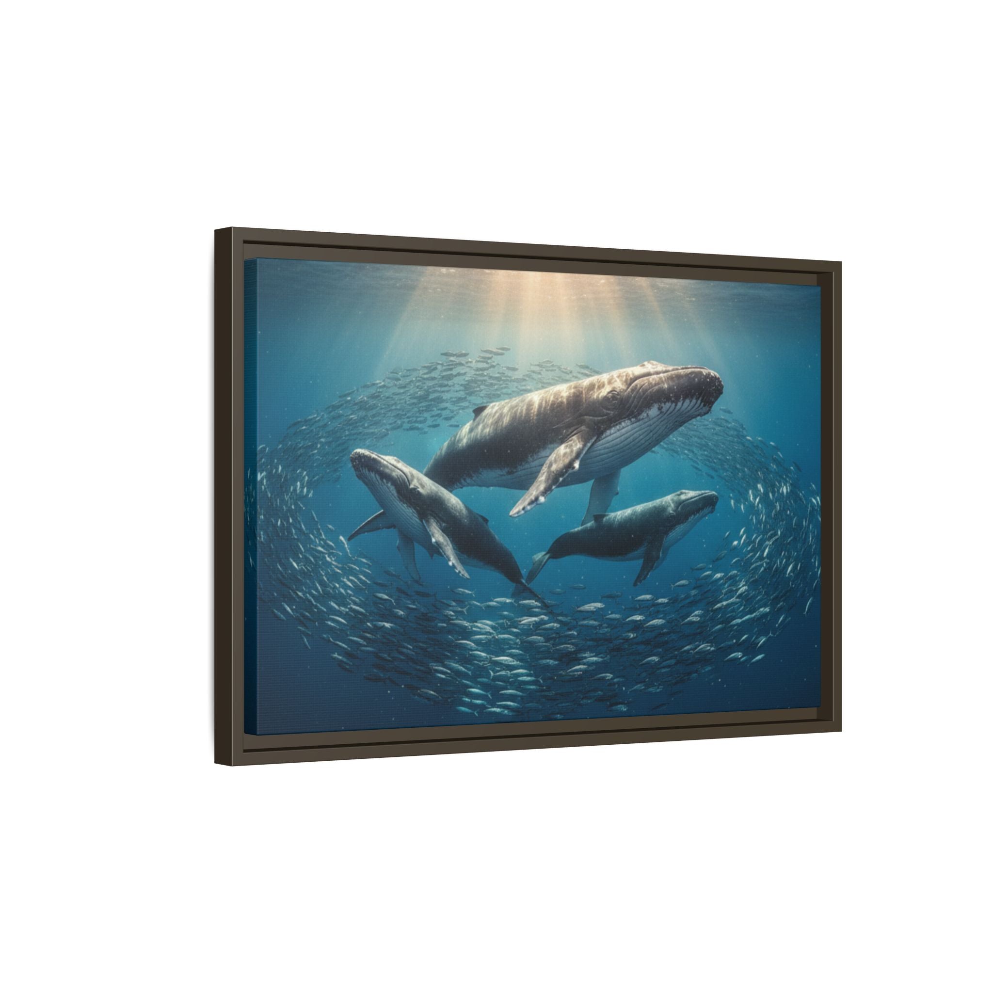 Stunning Whale Family Canvas Wall Art - Framed