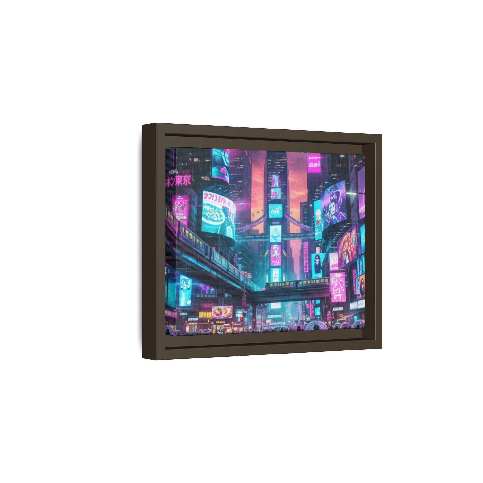 Bright Future Cityscape Vibrant Wall Art  — Framed Cyberpunk Wall Art