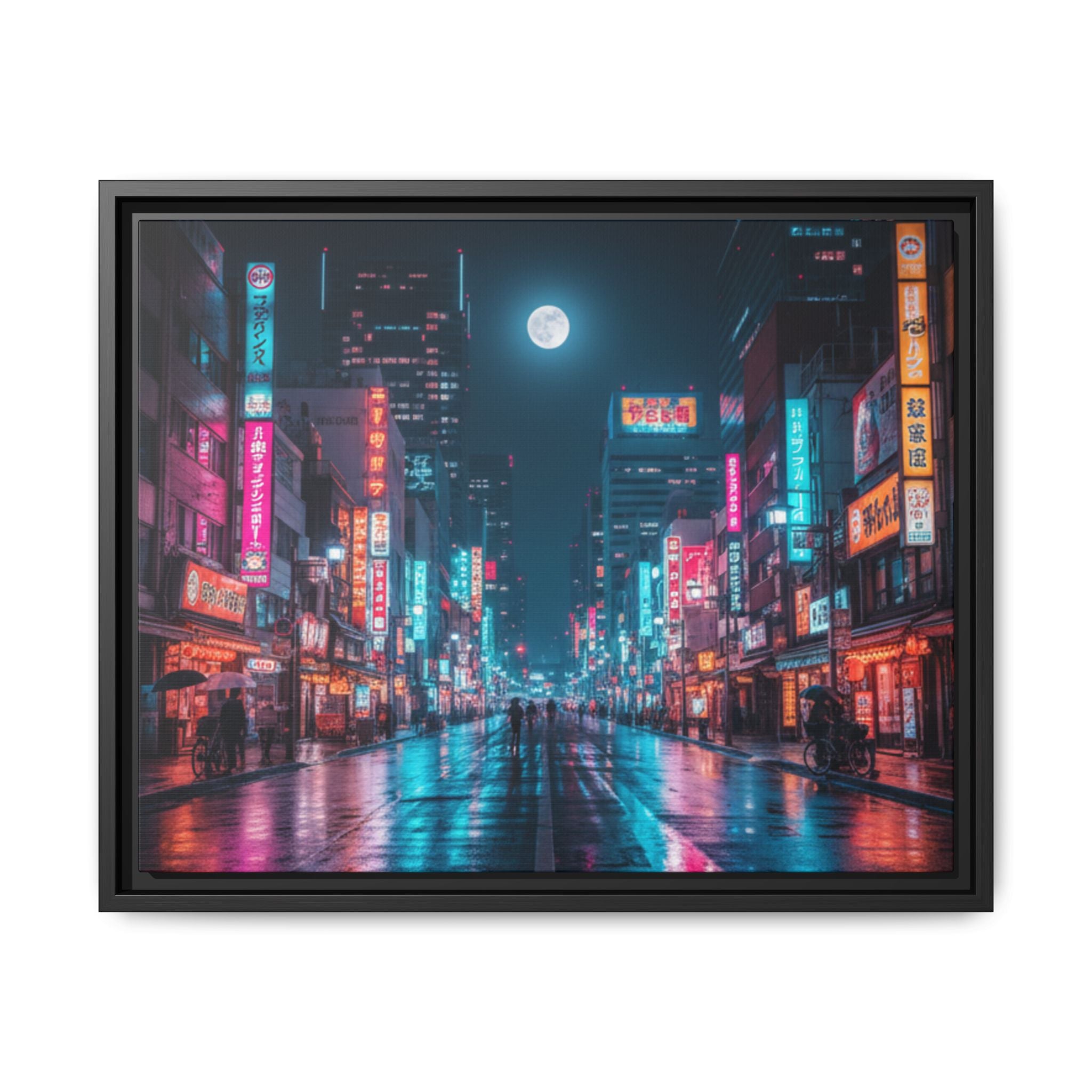 Japan Nightscape Canvas Framed Print