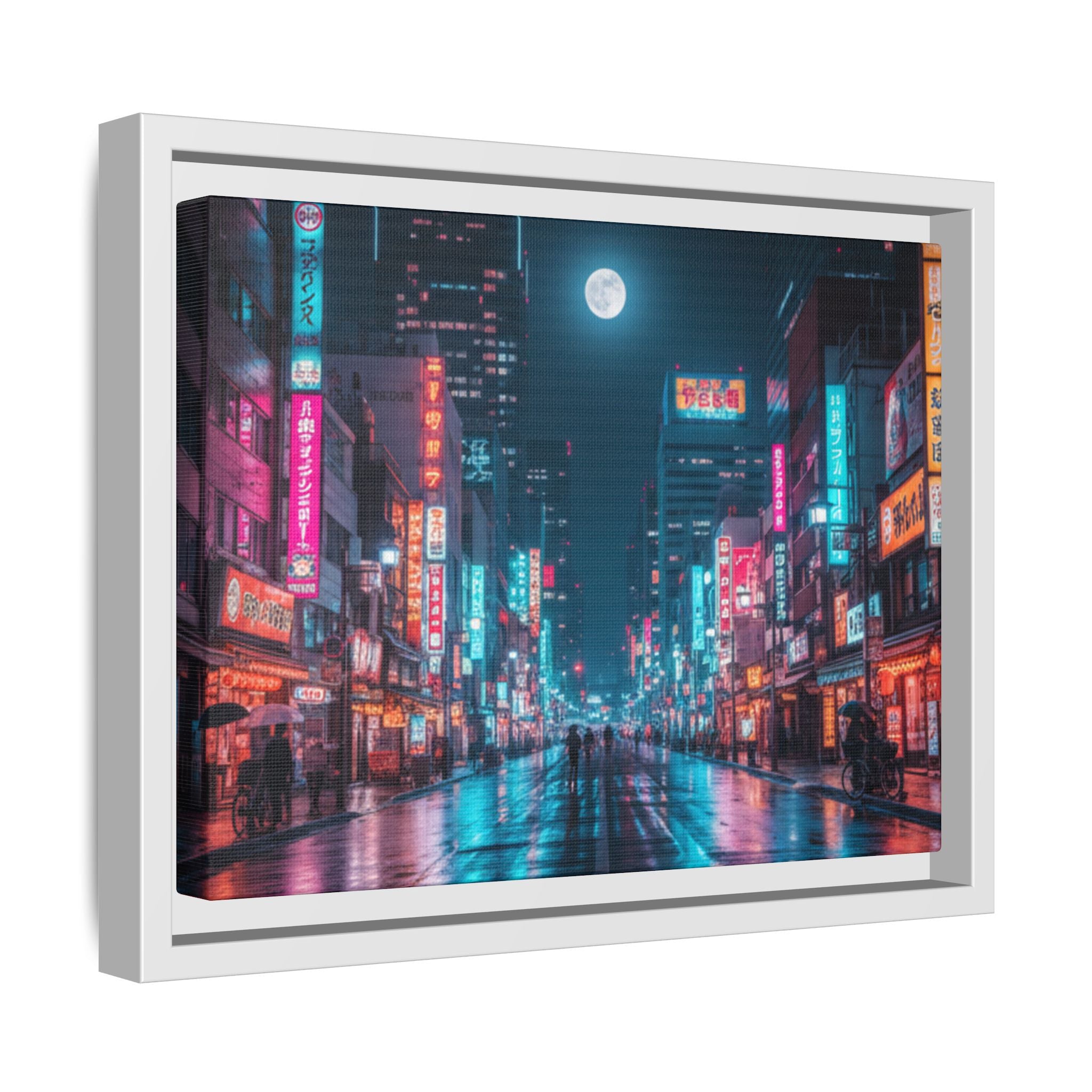Japan Nightscape Canvas Framed Print