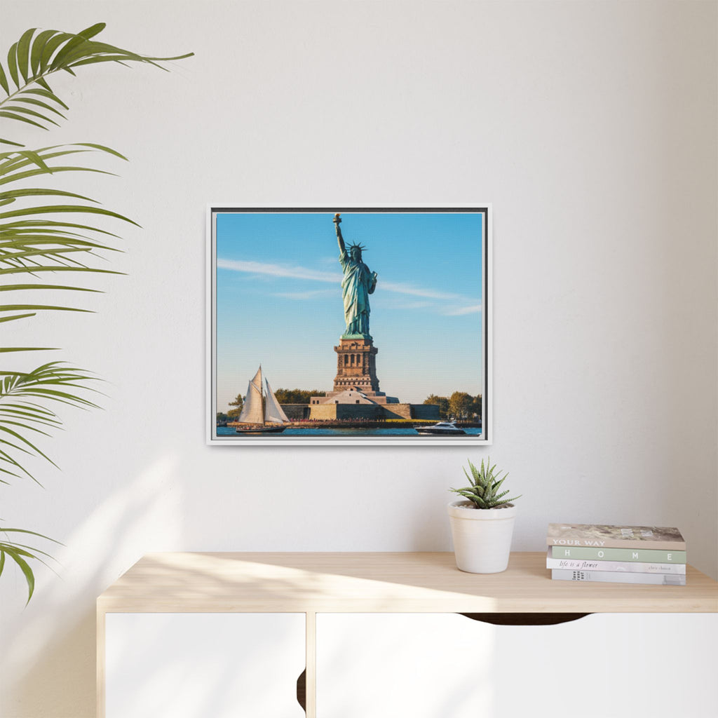 Statue of Liberty Matte Framed Canvas Print — New York City Landmark Wall Art