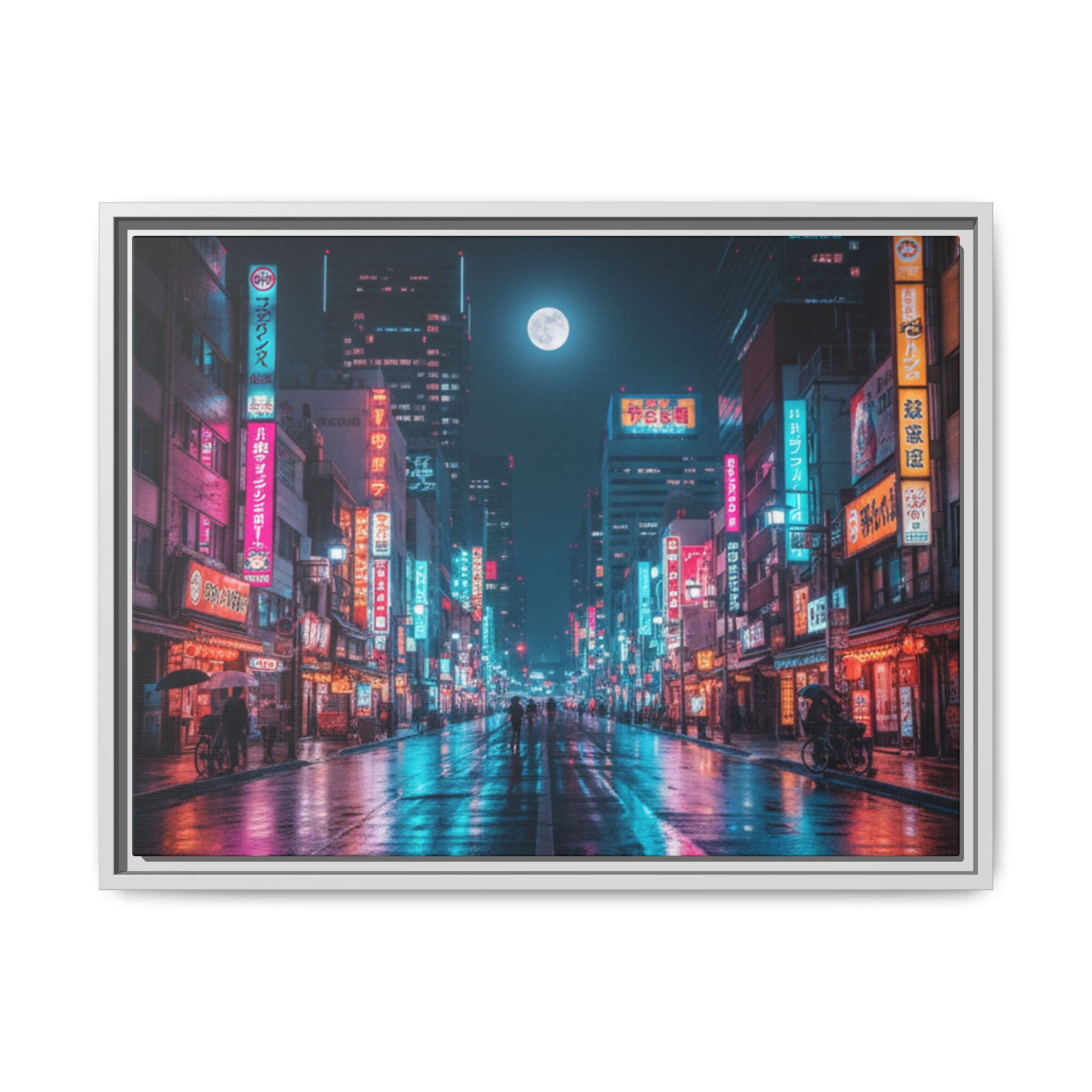 Japan Nightscape Canvas Framed Print