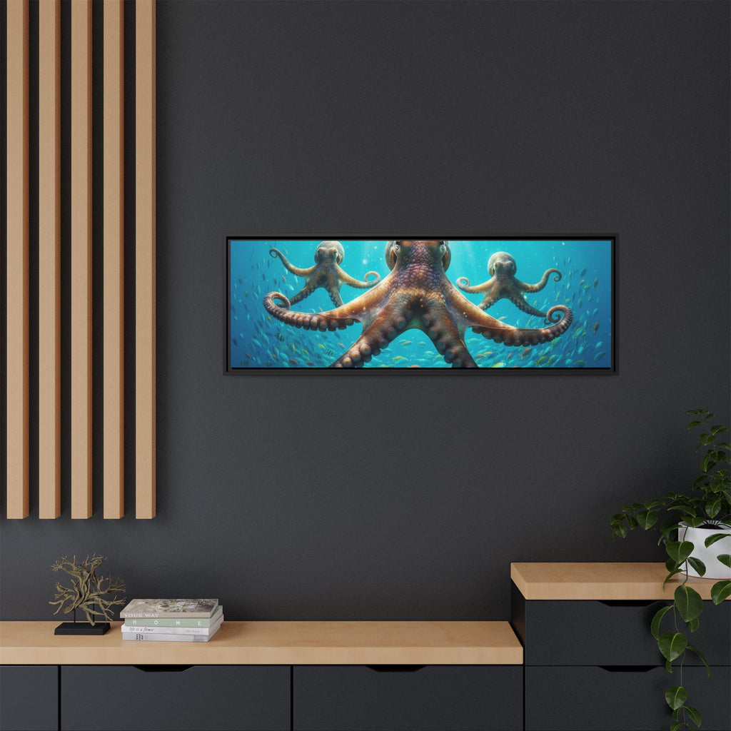 Framed Octopus Art Print — Vibrant Underwater Canvas Wall Decor