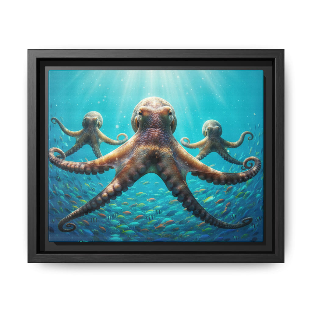 Framed Octopus Art Print — Vibrant Underwater Canvas Wall Decor