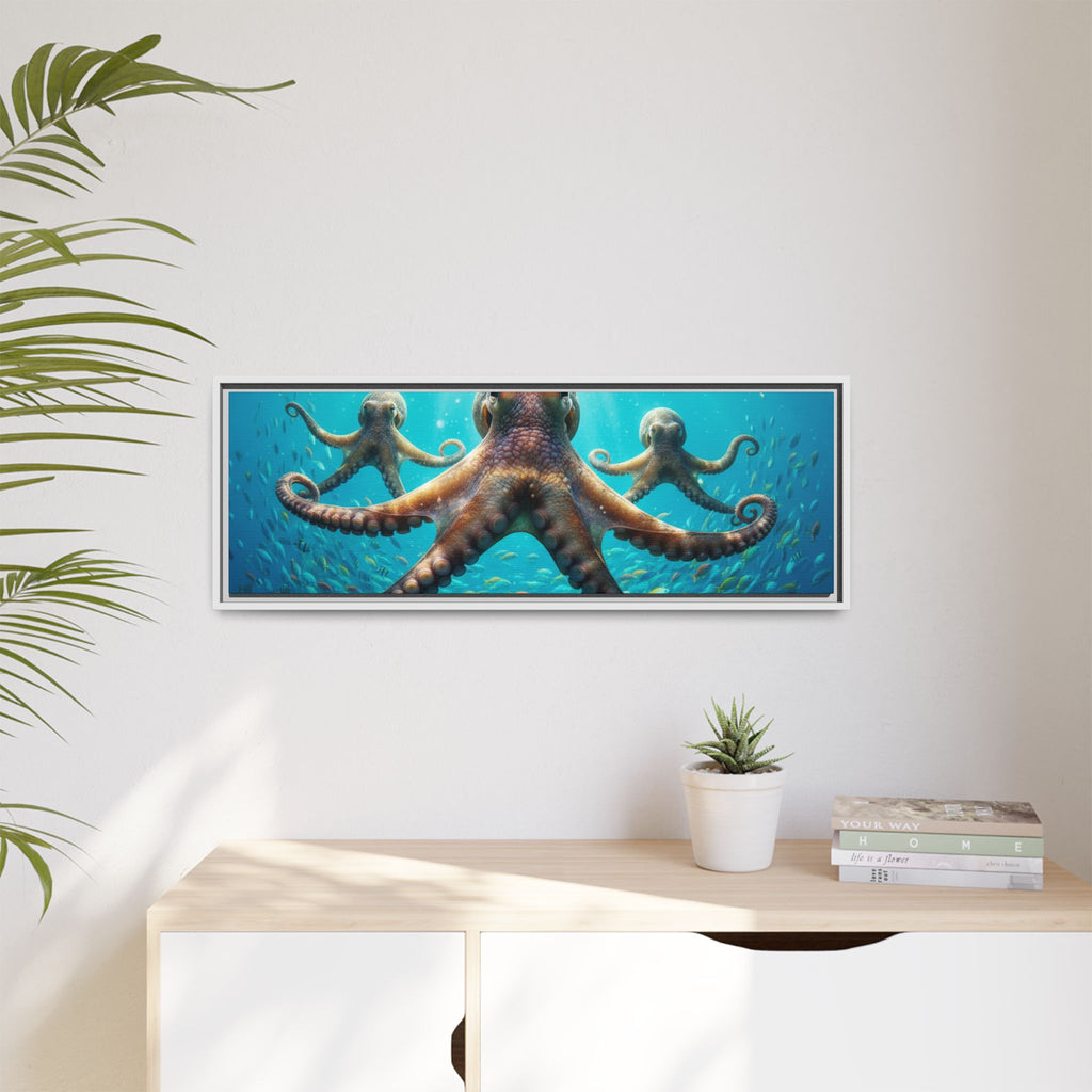 Framed Octopus Art Print — Vibrant Underwater Canvas Wall Decor