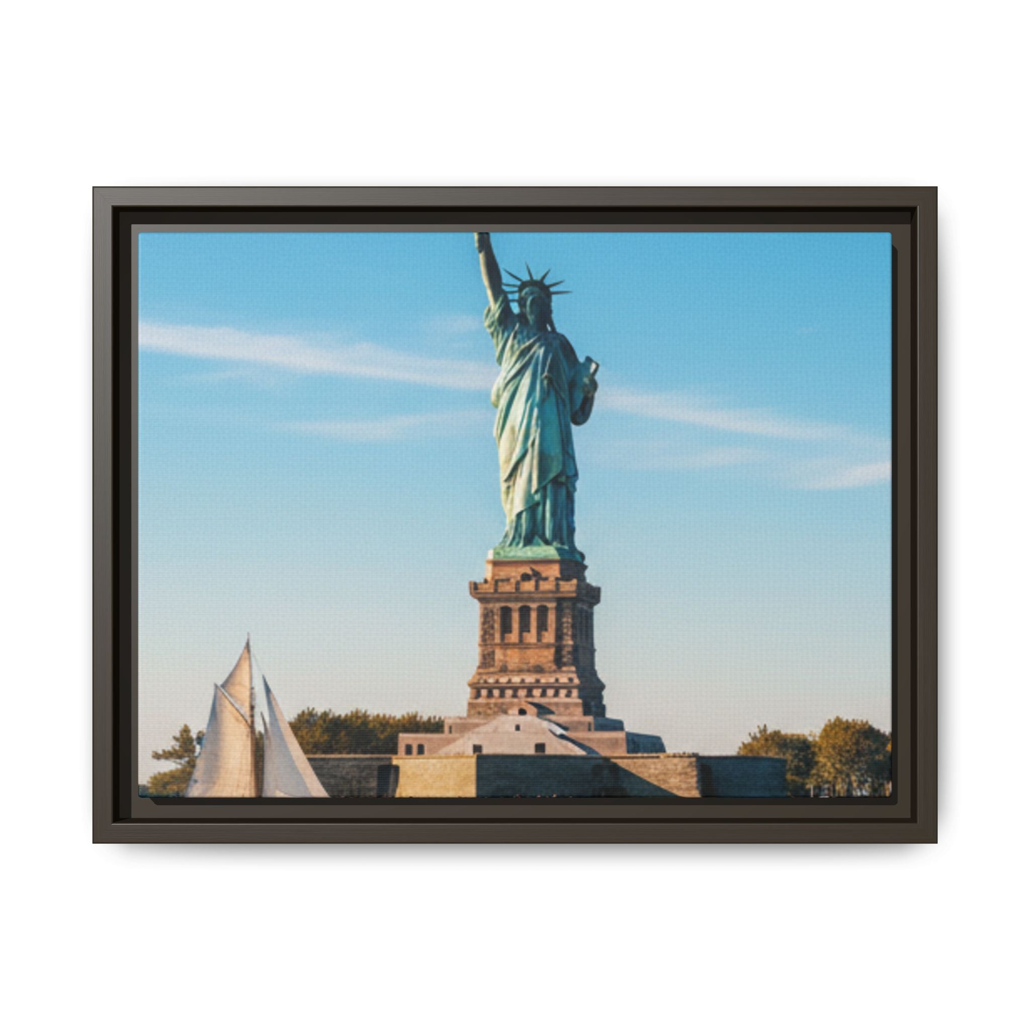 Statue of Liberty Matte Framed Canvas Print — New York City Landmark Wall Art