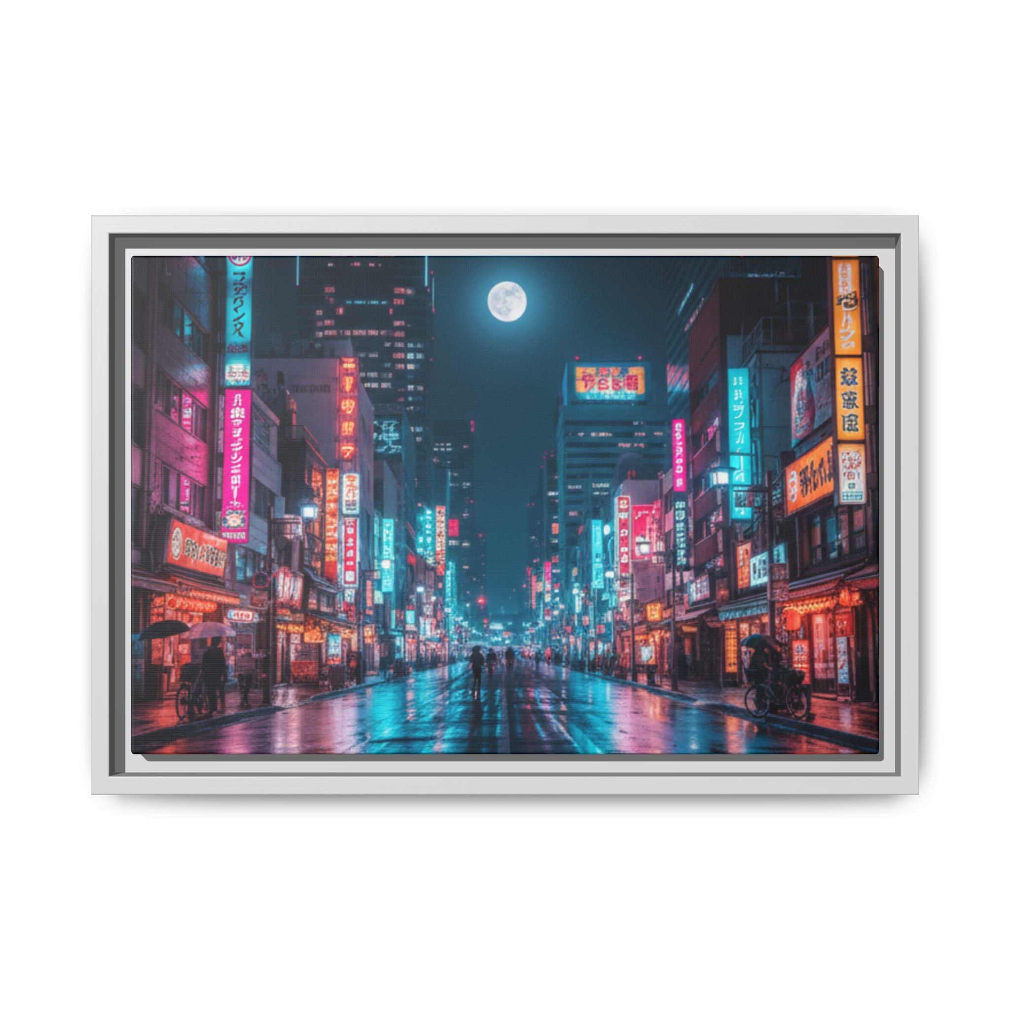 Japan Nightscape Canvas Framed Print