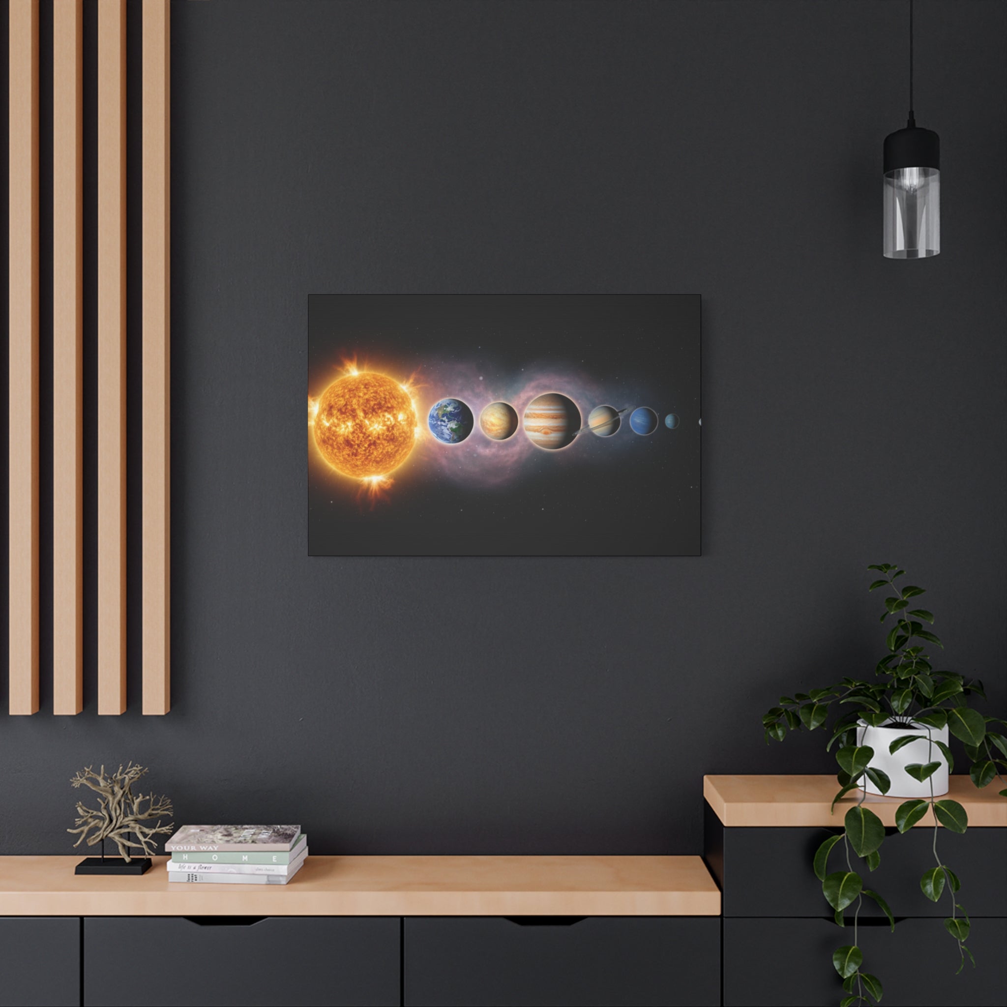 Stunning Solar System Art — Planet Lineup Matte Stretched Wall Art