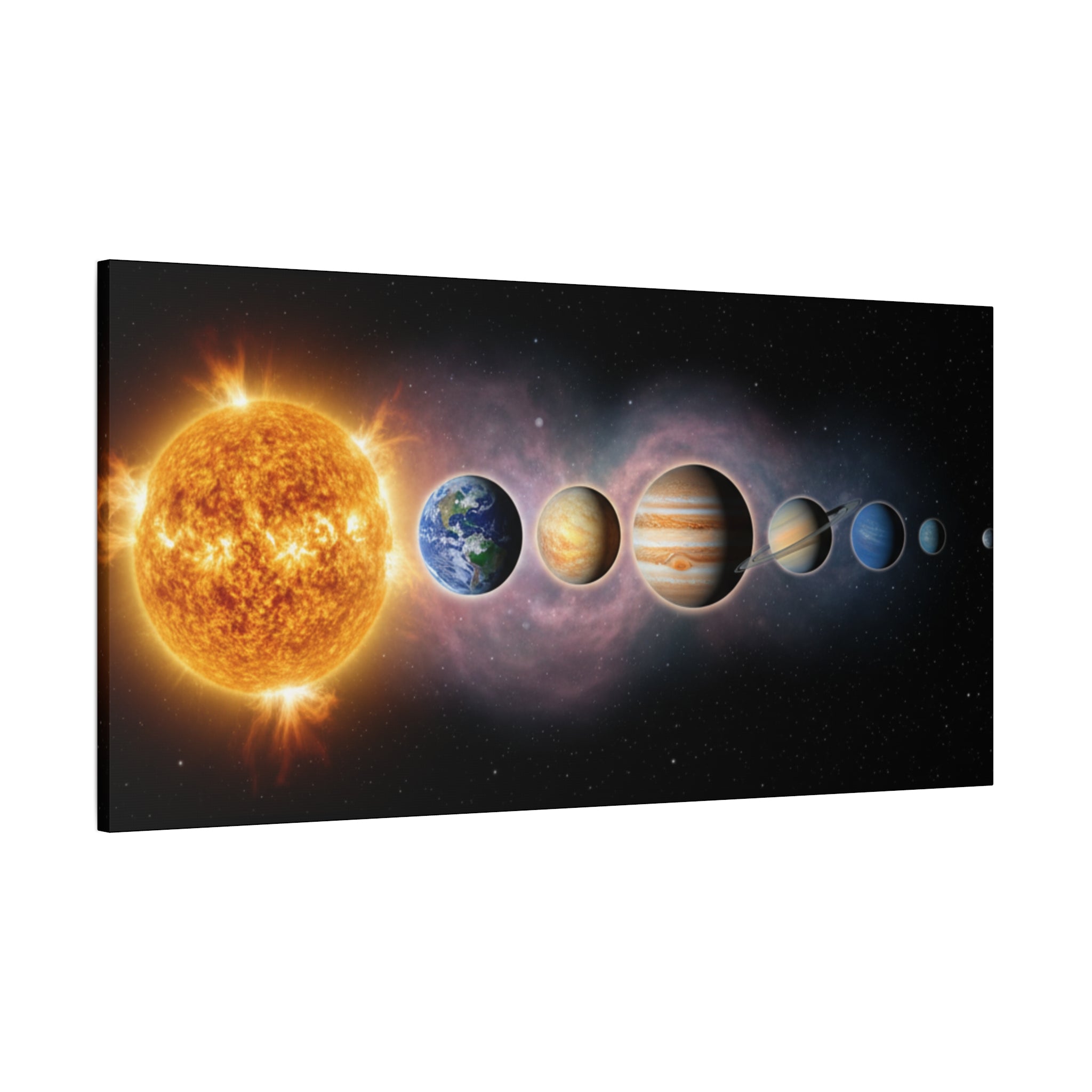 Stunning Solar System Art — Planet Lineup Matte Stretched Wall Art