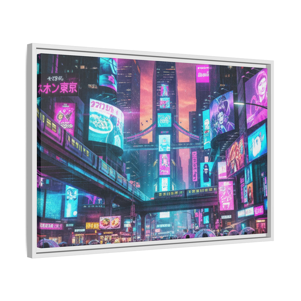 Bright Future Cityscape Vibrant Wall Art  — Framed Cyberpunk Wall Art