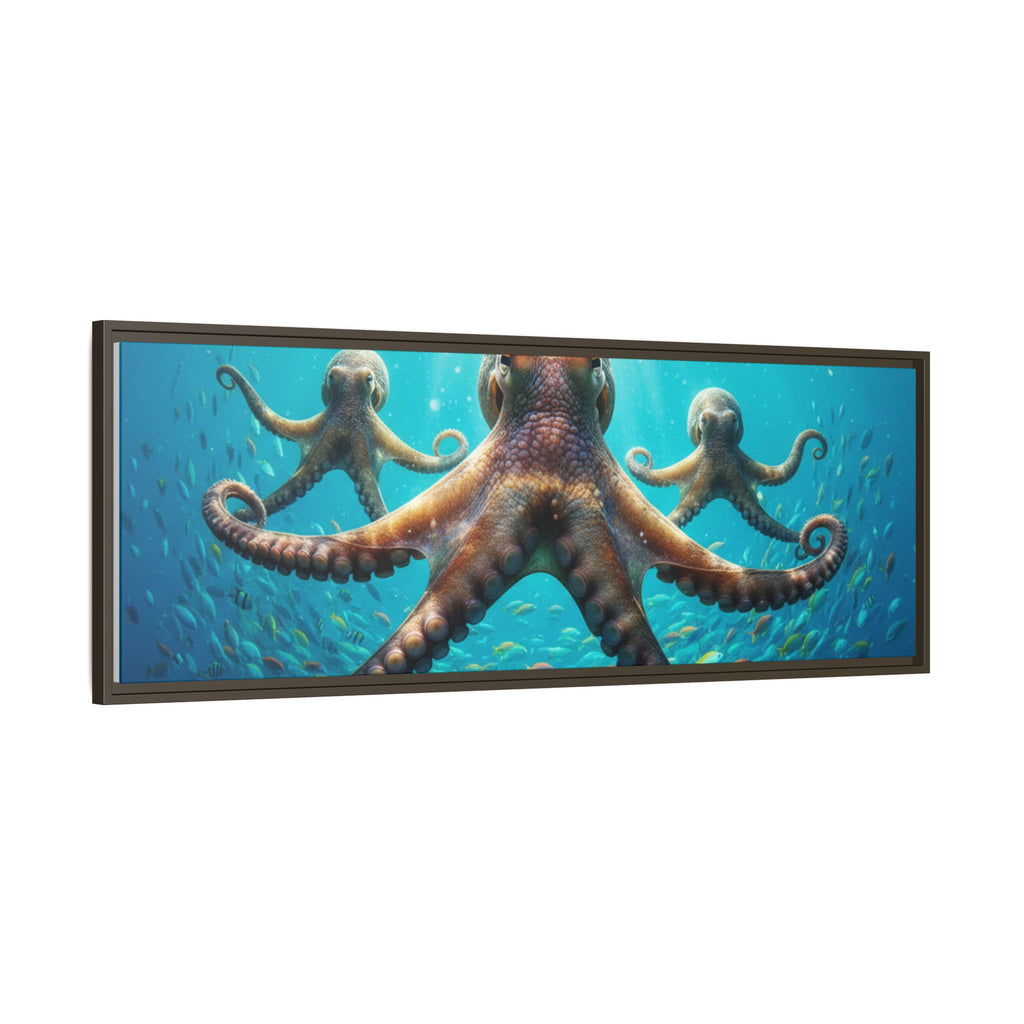 Framed Octopus Art Print — Vibrant Underwater Canvas Wall Decor