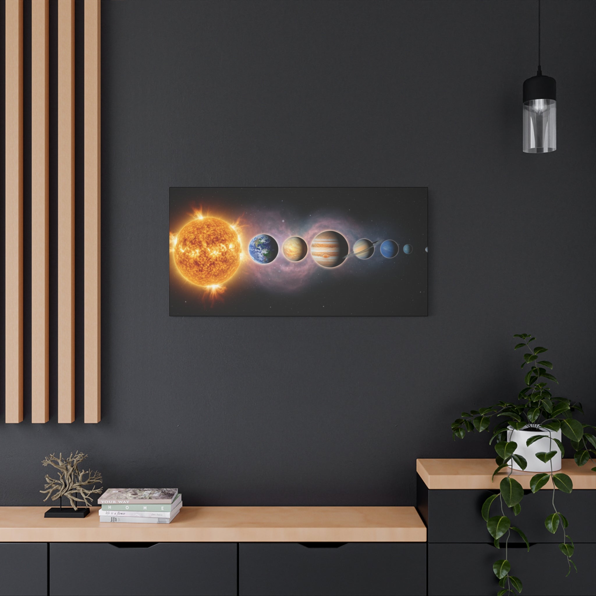 Stunning Solar System Art — Planet Lineup Matte Stretched Wall Art