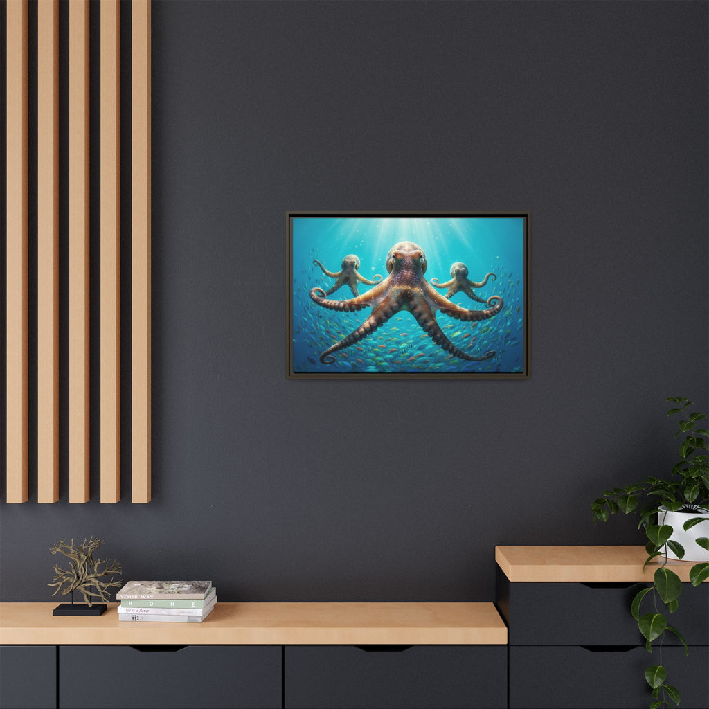 Framed Octopus Art Print — Vibrant Underwater Canvas Wall Decor
