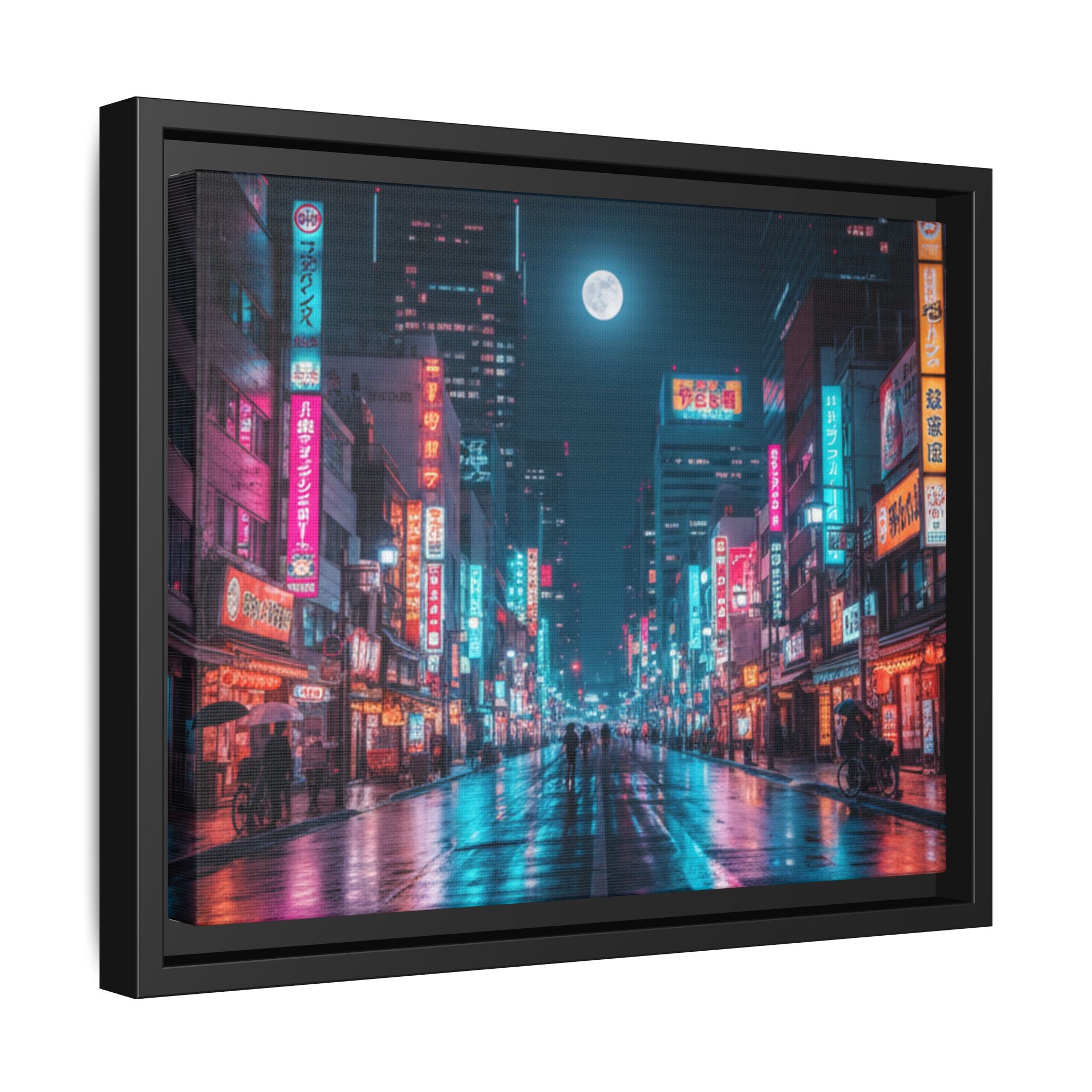 Japan Nightscape Canvas Framed Print