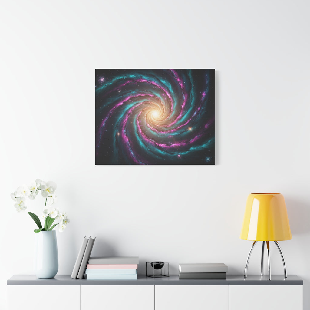 Spiral Galaxy Matte Canvas Wall Art — Vibrant Cosmic Nebula Print