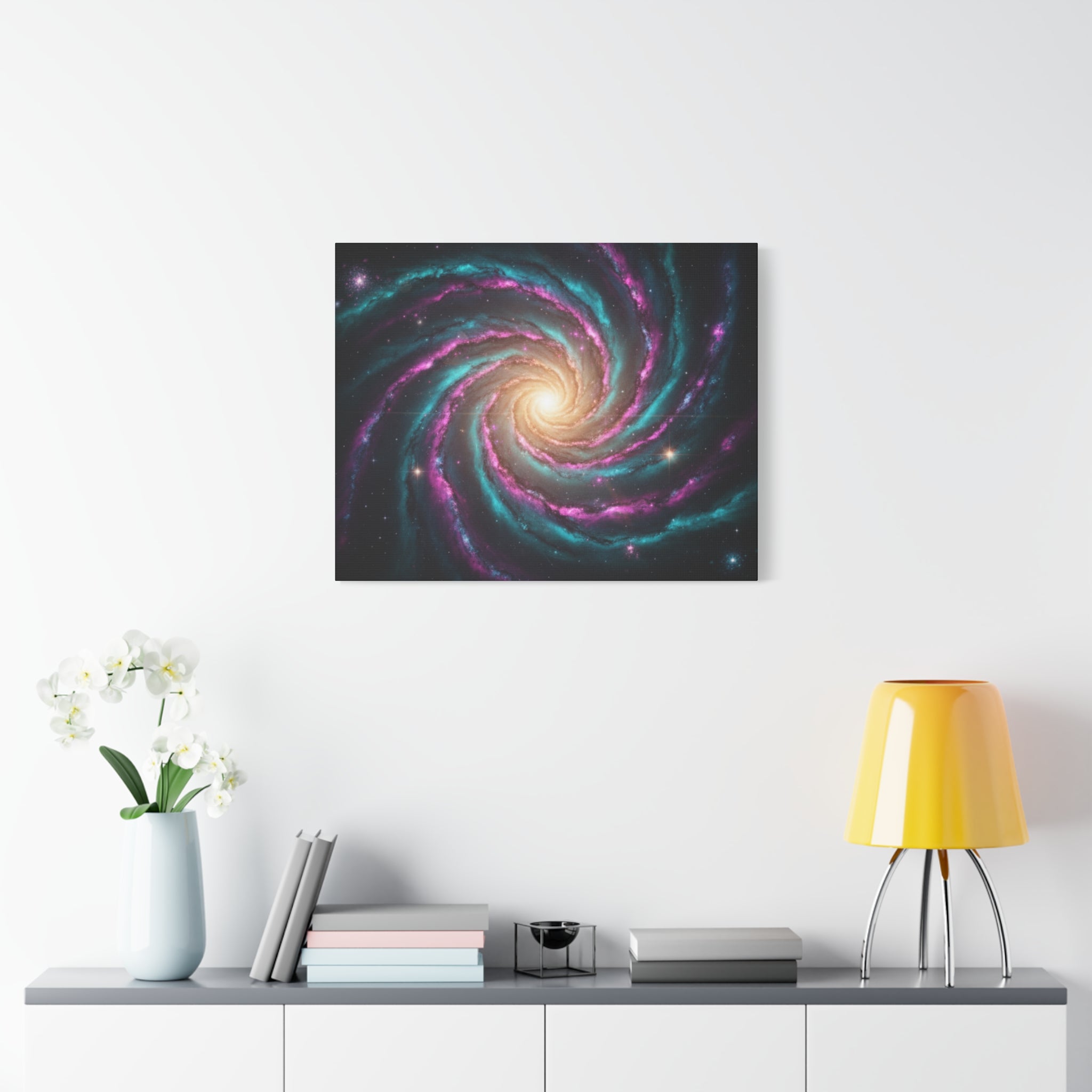 Spiral Galaxy Matte Canvas Wall Art — Vibrant Cosmic Nebula Print