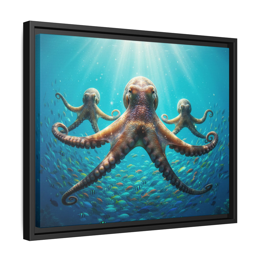 Framed Octopus Art Print — Vibrant Underwater Canvas Wall Decor