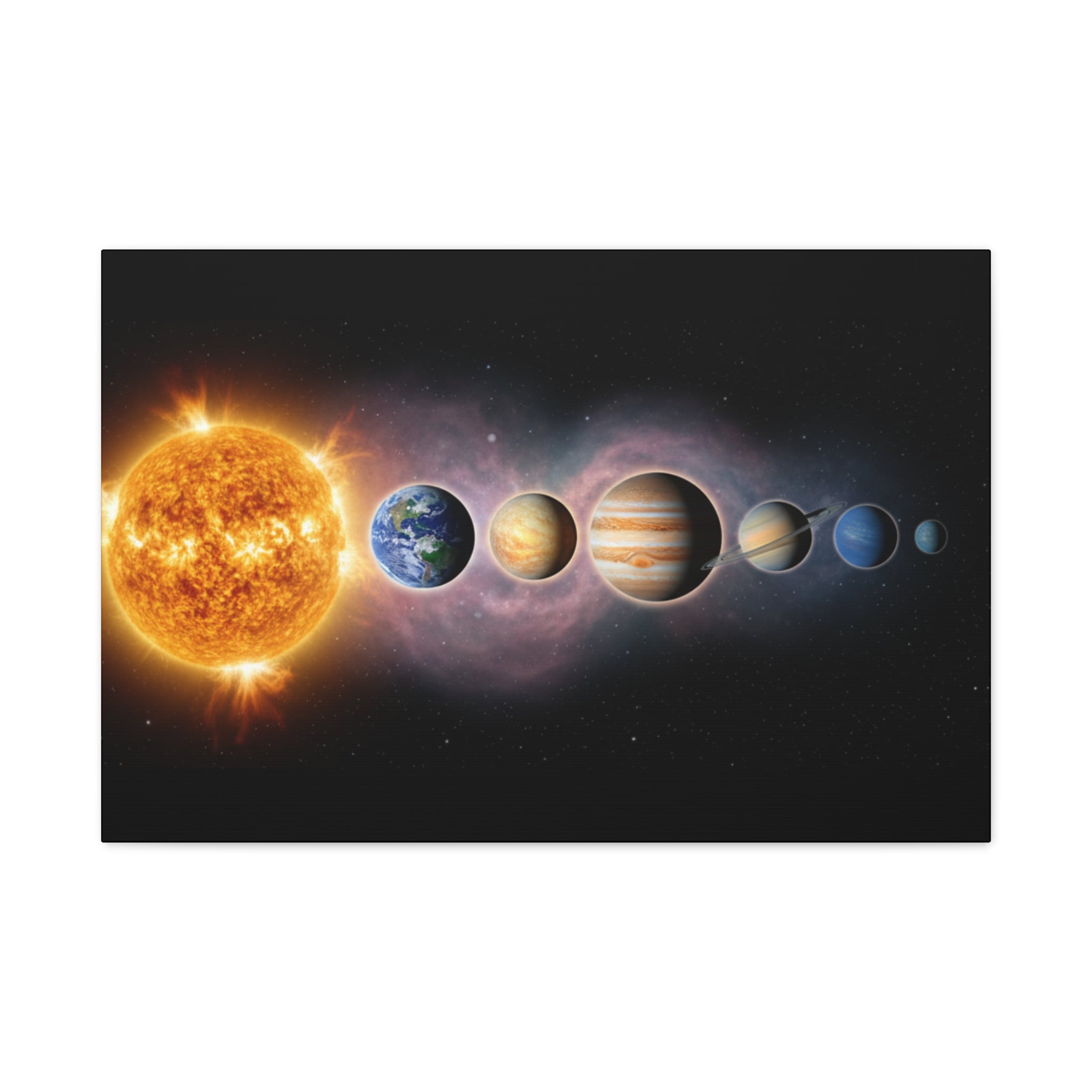 Stunning Solar System Art — Planet Lineup Matte Stretched Wall Art