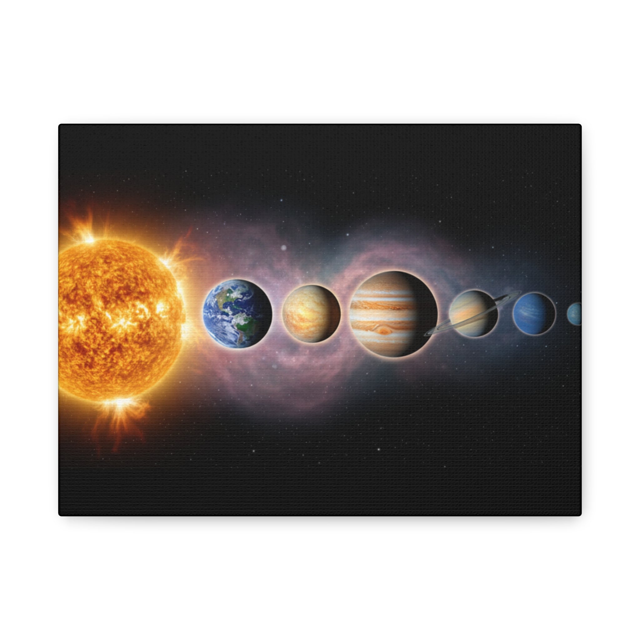 Stunning Solar System Art — Planet Lineup Matte Stretched Wall Art