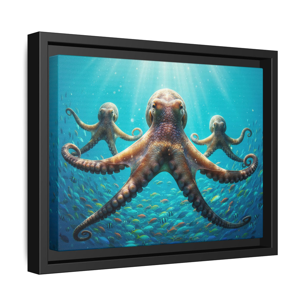 Framed Octopus Art Print — Vibrant Underwater Canvas Wall Decor