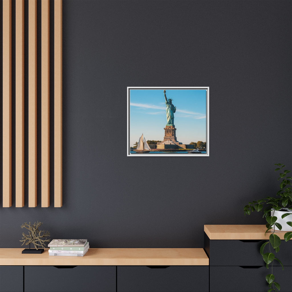 Statue of Liberty Matte Framed Canvas Print — New York City Landmark Wall Art