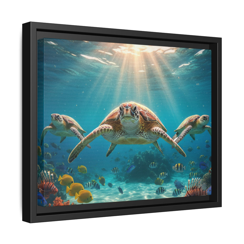 Sea Turtle Ocean Art — Framed Matte Canvas Wall Art