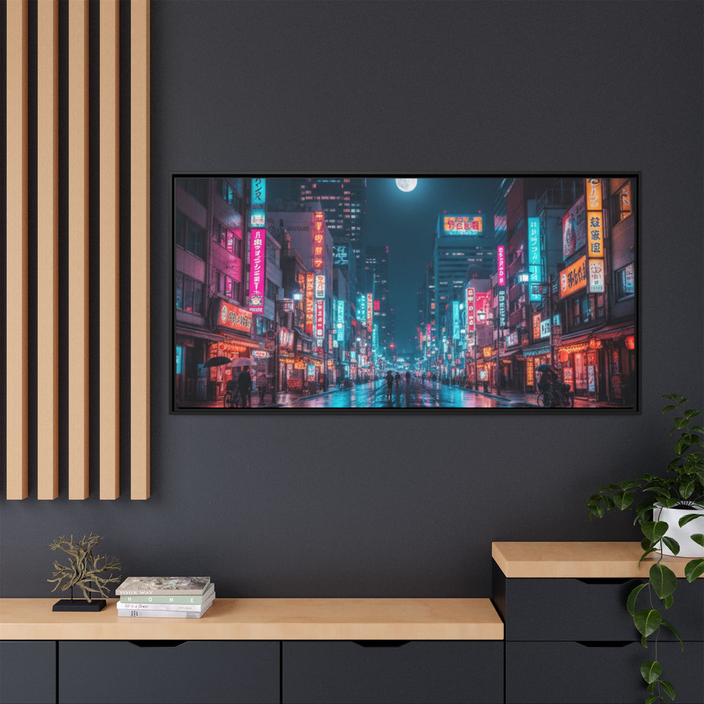 Japan Nightscape Canvas Framed Print