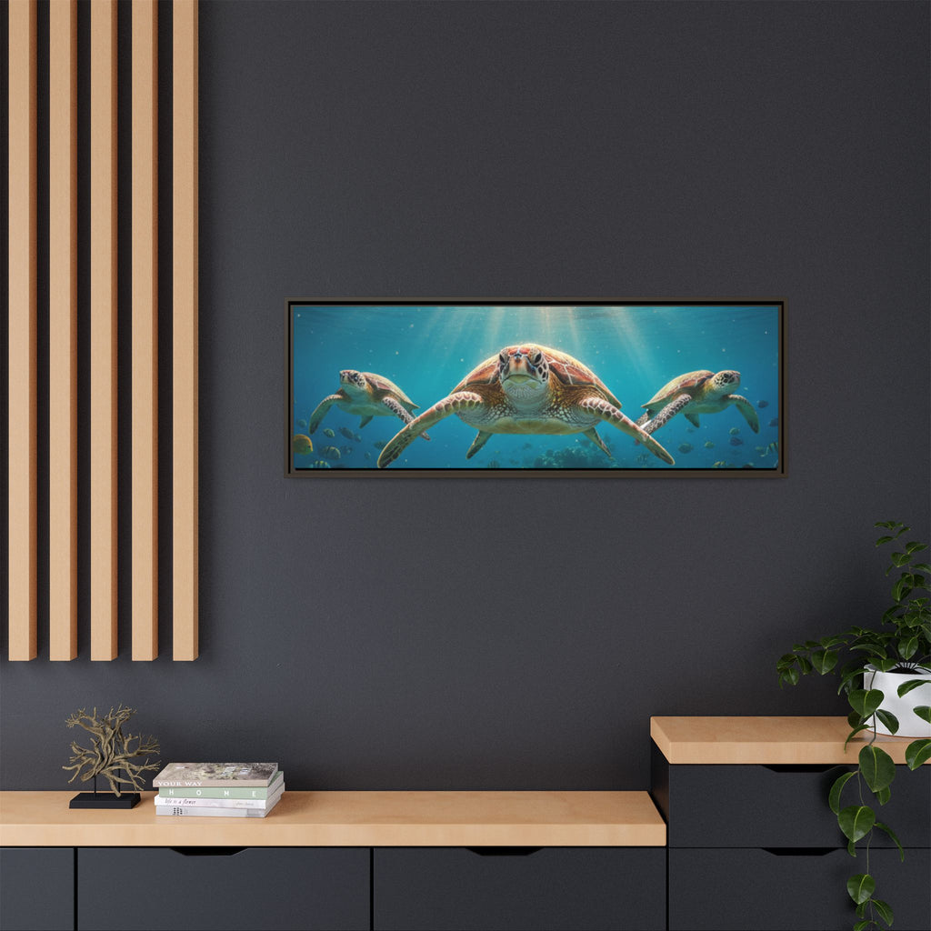 Sea Turtle Ocean Art — Framed Matte Canvas Wall Art