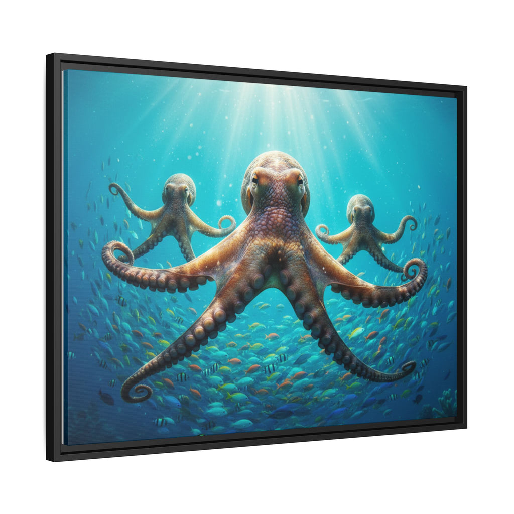 Framed Octopus Art Print — Vibrant Underwater Canvas Wall Decor