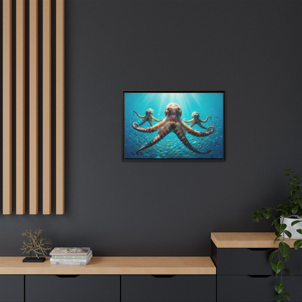 Framed Octopus Art Print — Vibrant Underwater Canvas Wall Decor