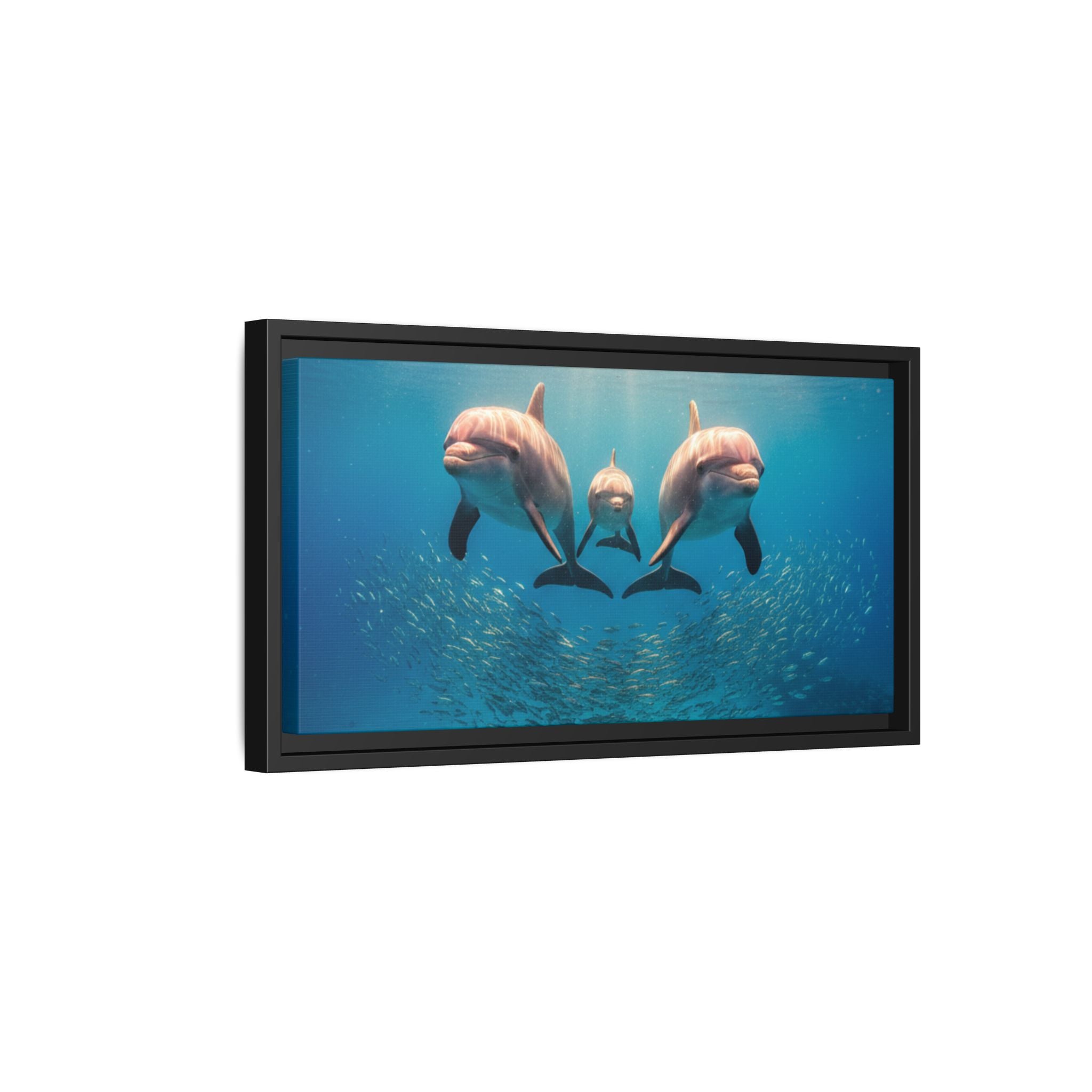 Framed Dolphin Canvas Print — Matte Ocean Wall Art