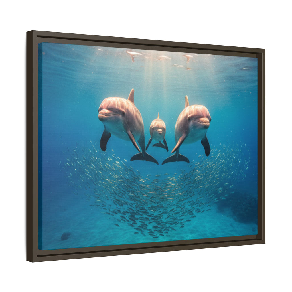 Framed Dolphin Canvas Print — Matte Ocean Wall Art