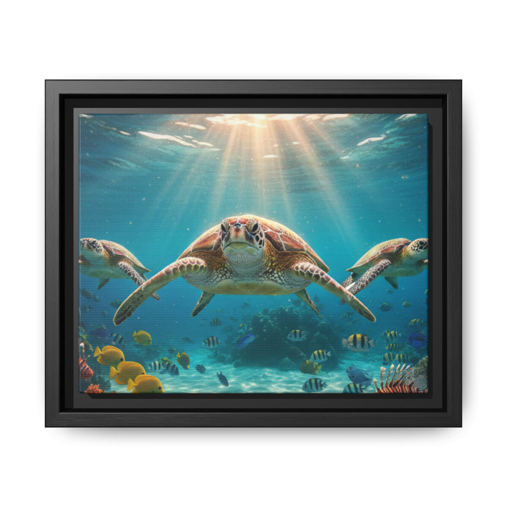 Sea Turtle Ocean Art — Framed Matte Canvas Wall Art