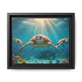 Sea Turtle Ocean Art — Framed Matte Canvas Wall Art