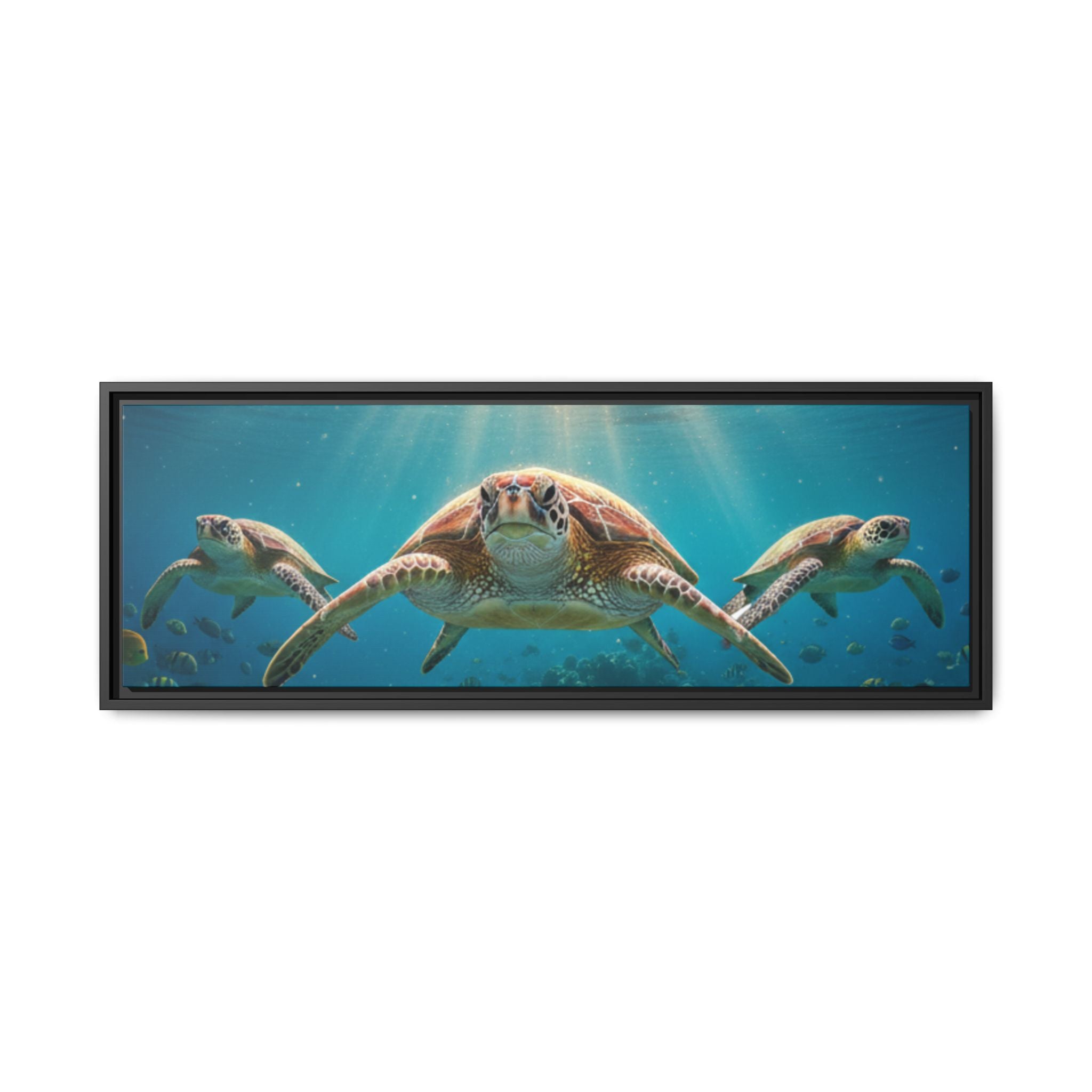 Sea Turtle Ocean Art — Framed Matte Canvas Wall Art