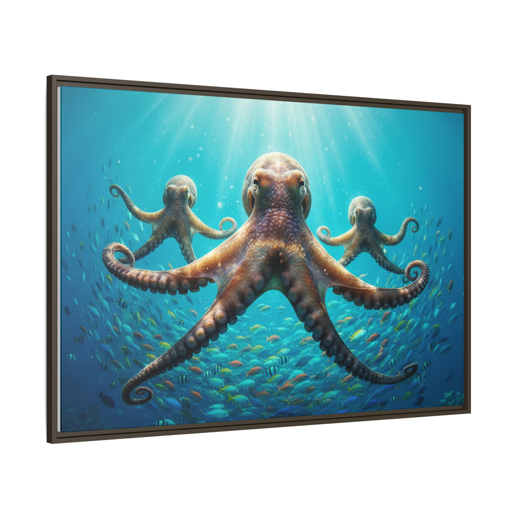 Framed Octopus Art Print — Vibrant Underwater Canvas Wall Decor