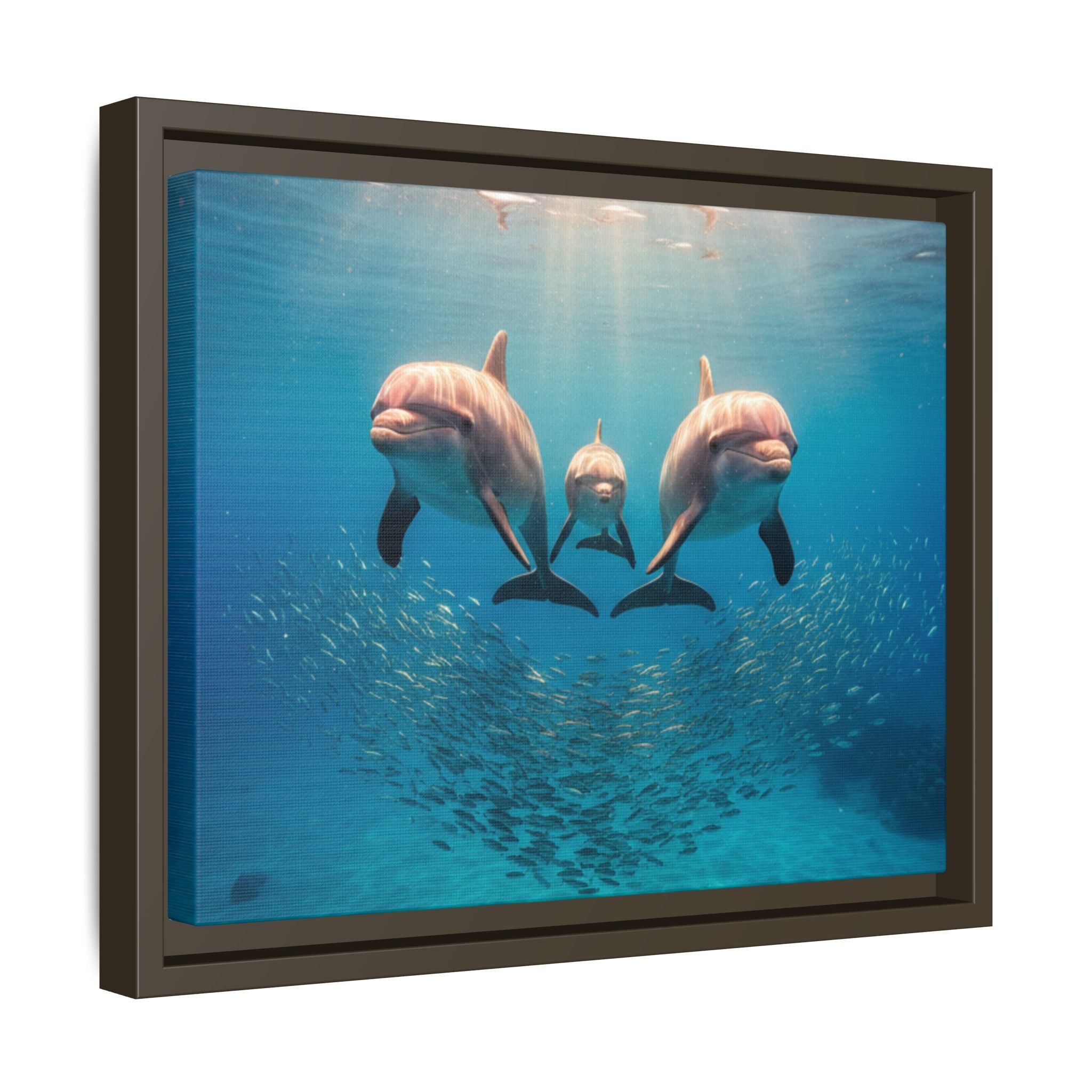 Framed Dolphin Canvas Print — Matte Ocean Wall Art