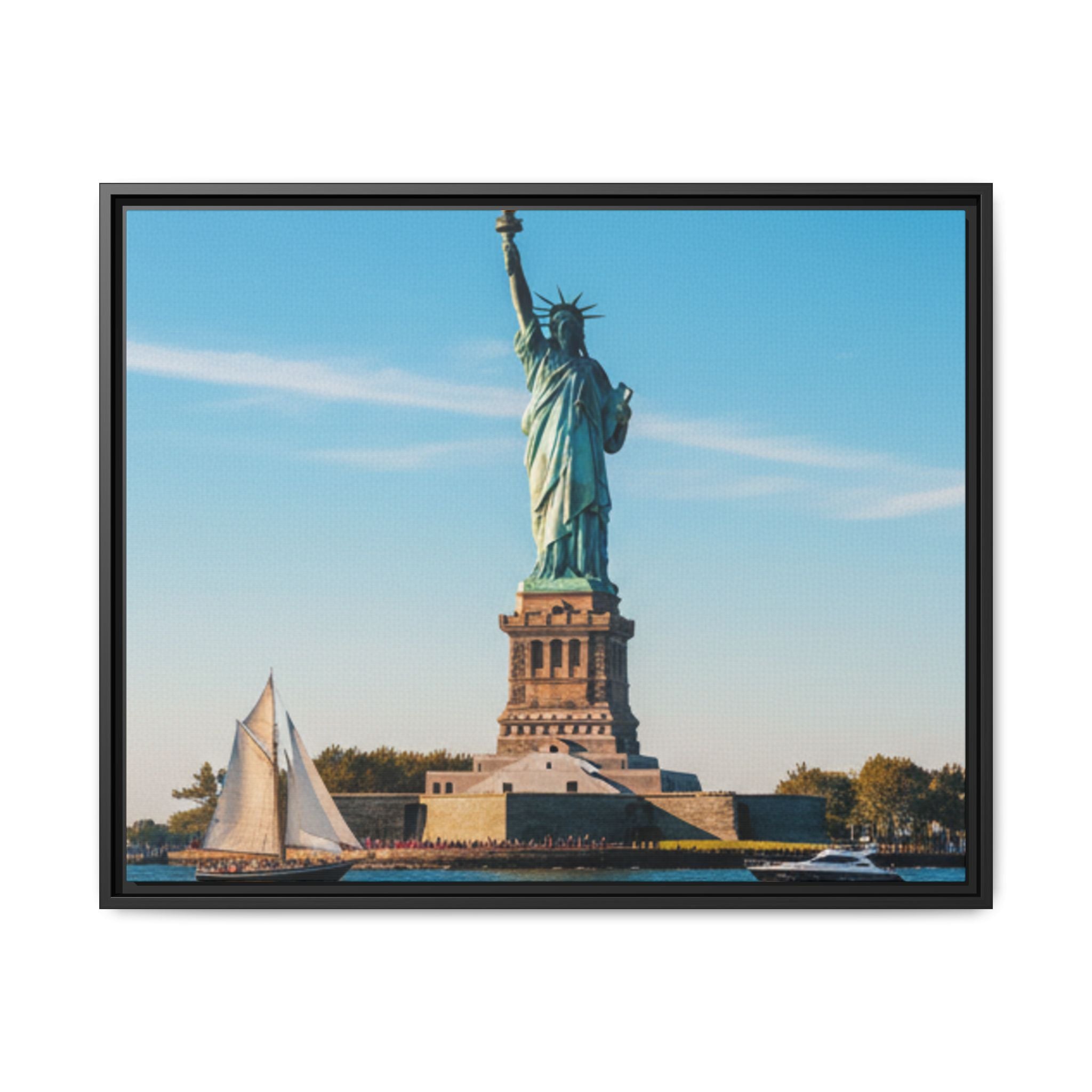 Statue of Liberty Matte Framed Canvas Print — New York City Landmark Wall Art