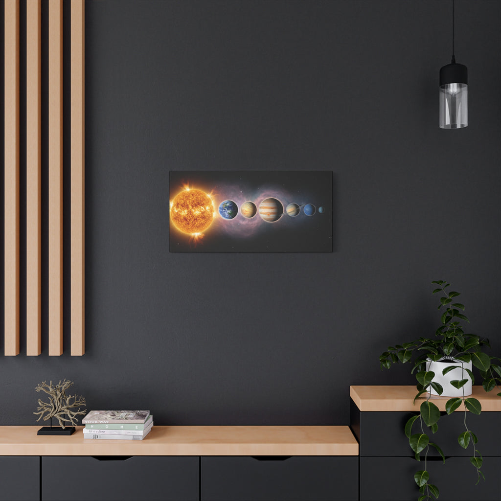 Stunning Solar System Art — Planet Lineup Matte Stretched Wall Art