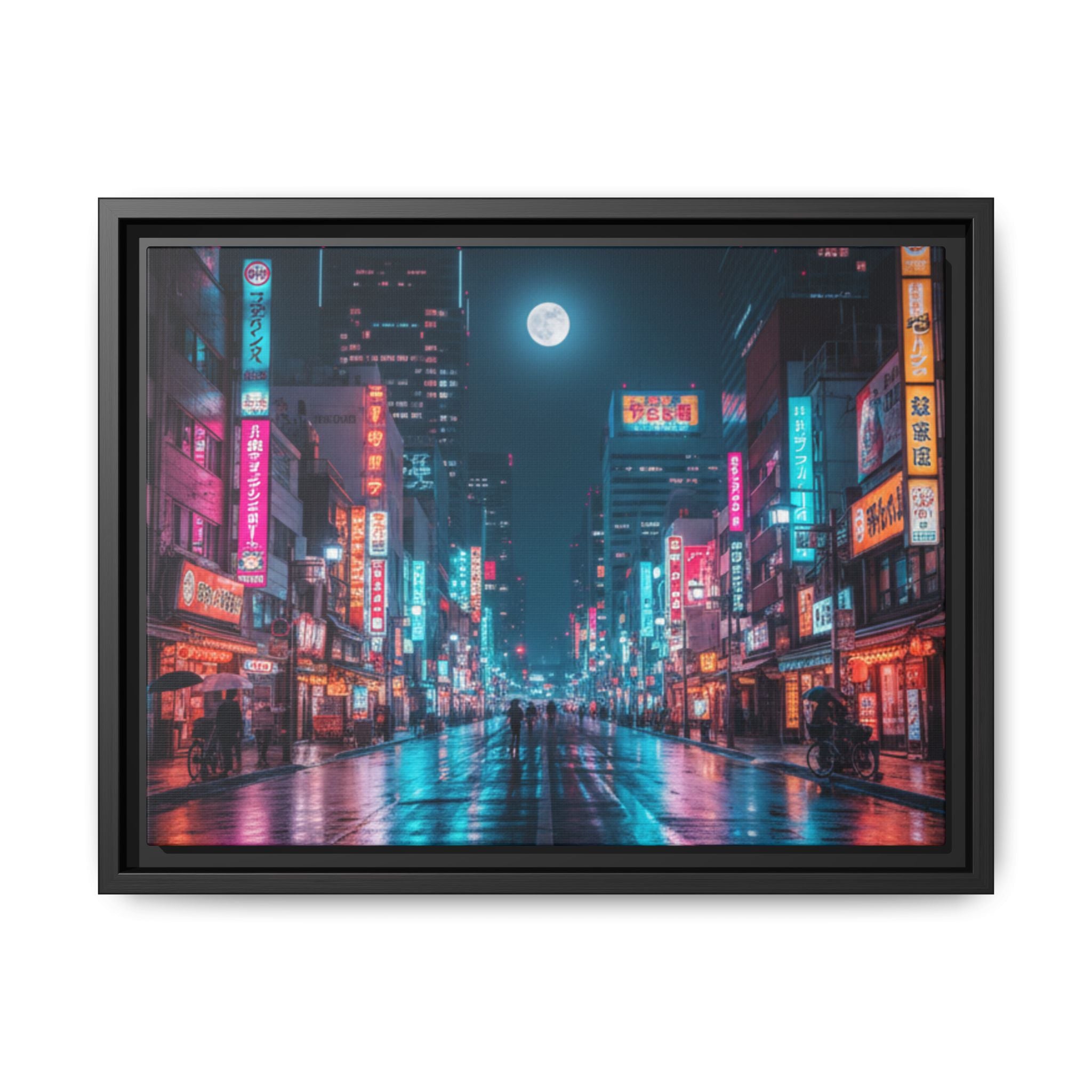 Japan Nightscape Canvas Framed Print