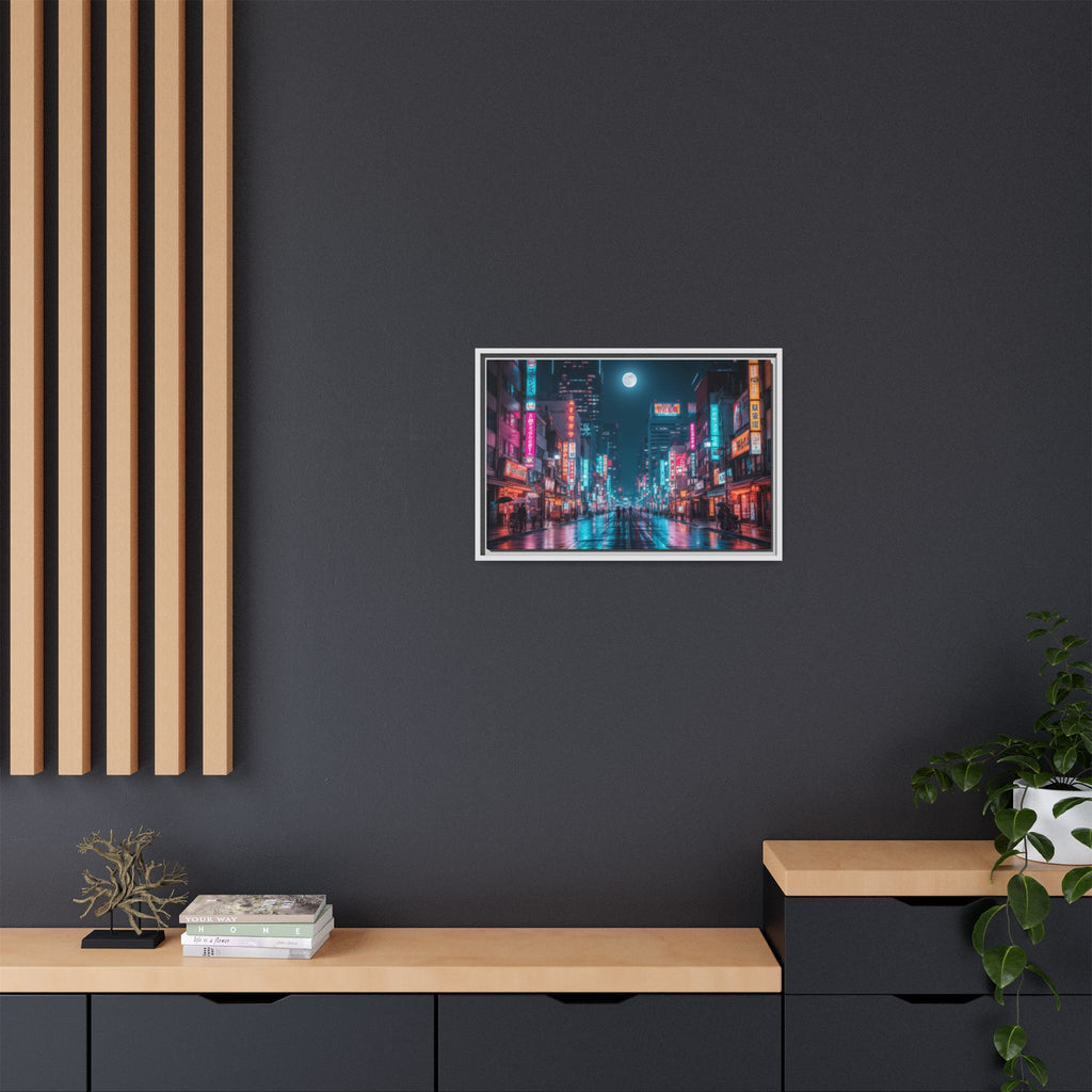 Japan Nightscape Canvas Framed Print
