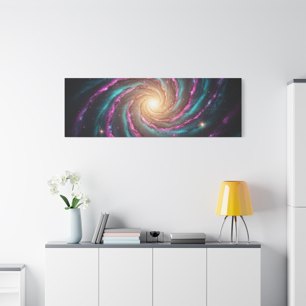 Spiral Galaxy Matte Canvas Wall Art — Vibrant Cosmic Nebula Print