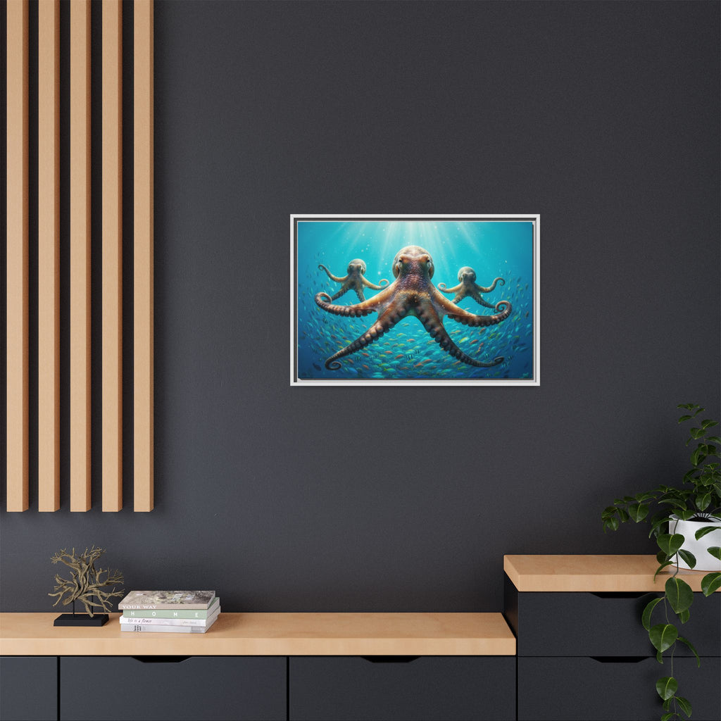 Framed Octopus Art Print — Vibrant Underwater Canvas Wall Decor