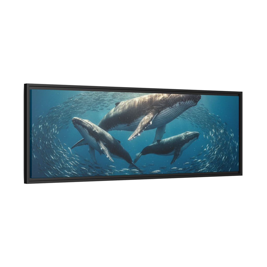 Stunning Whale Family Canvas Wall Art - Framed