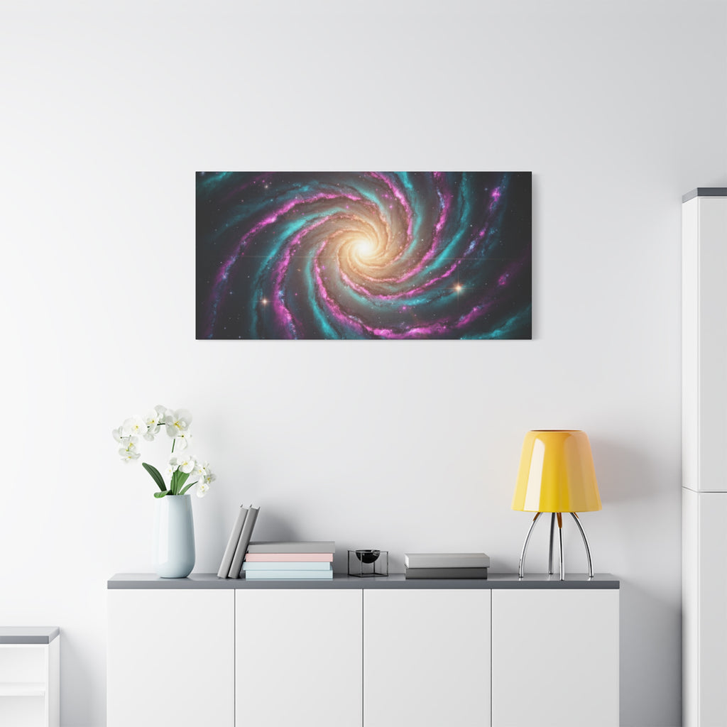 Spiral Galaxy Matte Canvas Wall Art — Vibrant Cosmic Nebula Print