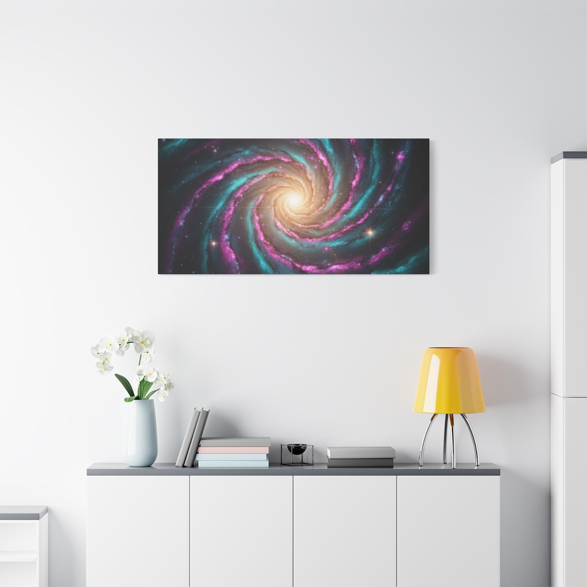 Spiral Galaxy Matte Canvas Wall Art — Vibrant Cosmic Nebula Print